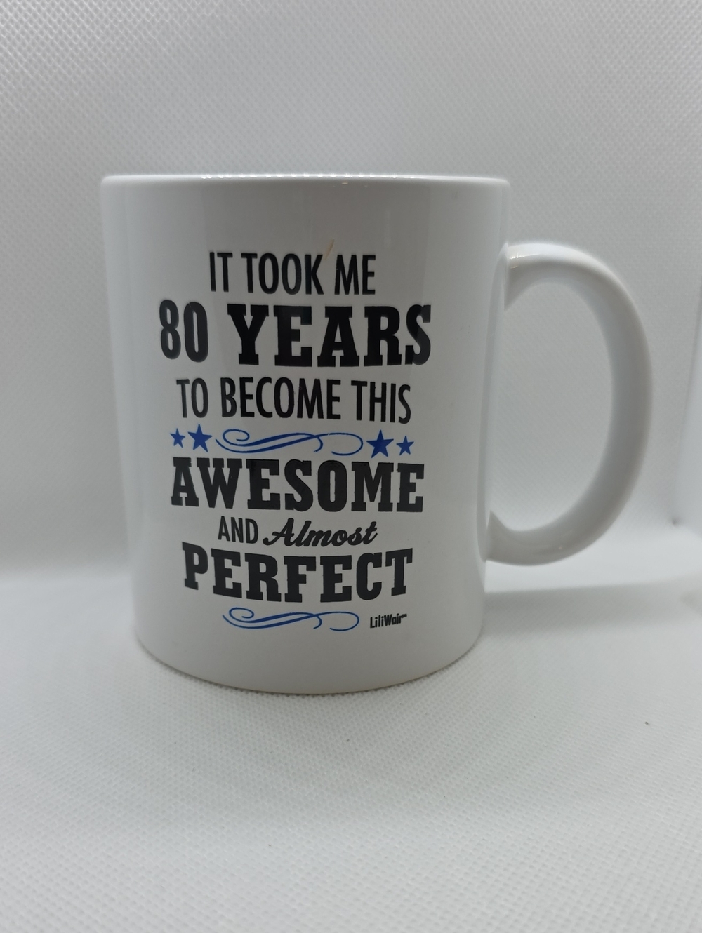Liliwair White 80 Years 'Awesome and Almost Perfect' Ceramic Coffee Mug